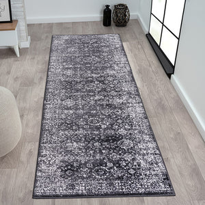 Madison Park Chadwick Global Inspired Distressed Vintage Persian Woven Area Rug MP35-8115 Black/Cream