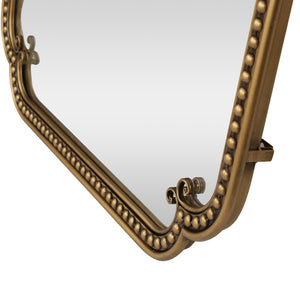 English Elm Full Length Cast Iron Floor Mirror Arched Beaded Frame Antique Gold Bedroom Accent W3040P455740