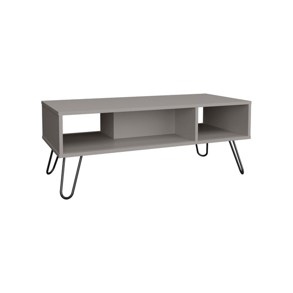 English Elm Coffee Table Marydel Smoke Gray Engineered Wood with Hairpin Legs, Open Shelves & Modern Style B092P238711