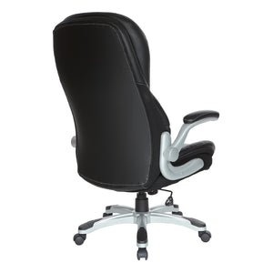 OSP Home Furnishings Bonded Leather Executive Office Chair with Lumbar Support and Ergonomic Adjustable Seat Silver ECH620636-EC3