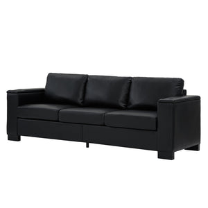 English Elm Two Two-Piece 5-Seater Sofa Set with Cup Holder & Storage, Polyester Upholstery, Solid Wood Frame, Coil Spring Seats, Removable Covers, Modern Square Arm Design for Living Room Comfort and Durability Black W1097S00203