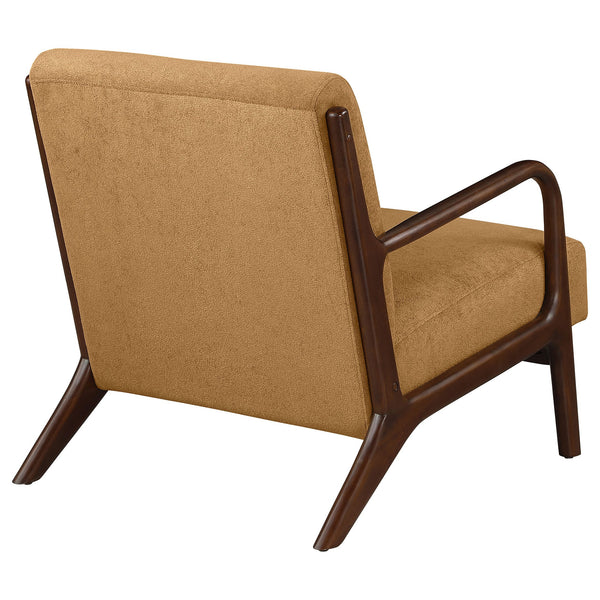 English Elm Robie Mid-Century Honey Upholstered Accent Chair with Cappuccino Wood Frame, Curved Comfort Design B062P299843