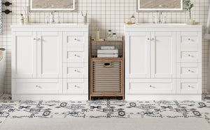 English Elm 72-inch Shaker Double Sink Freestanding Vanity with Resin Basins and Soft Close Storage N729P000010K-2