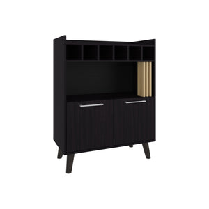 English Elm Bar Cabinet Black+Khaki with 2 Doors 1 Shelf – Compact Engineered Wood Storage, Eco-Friendly Design B097P262383