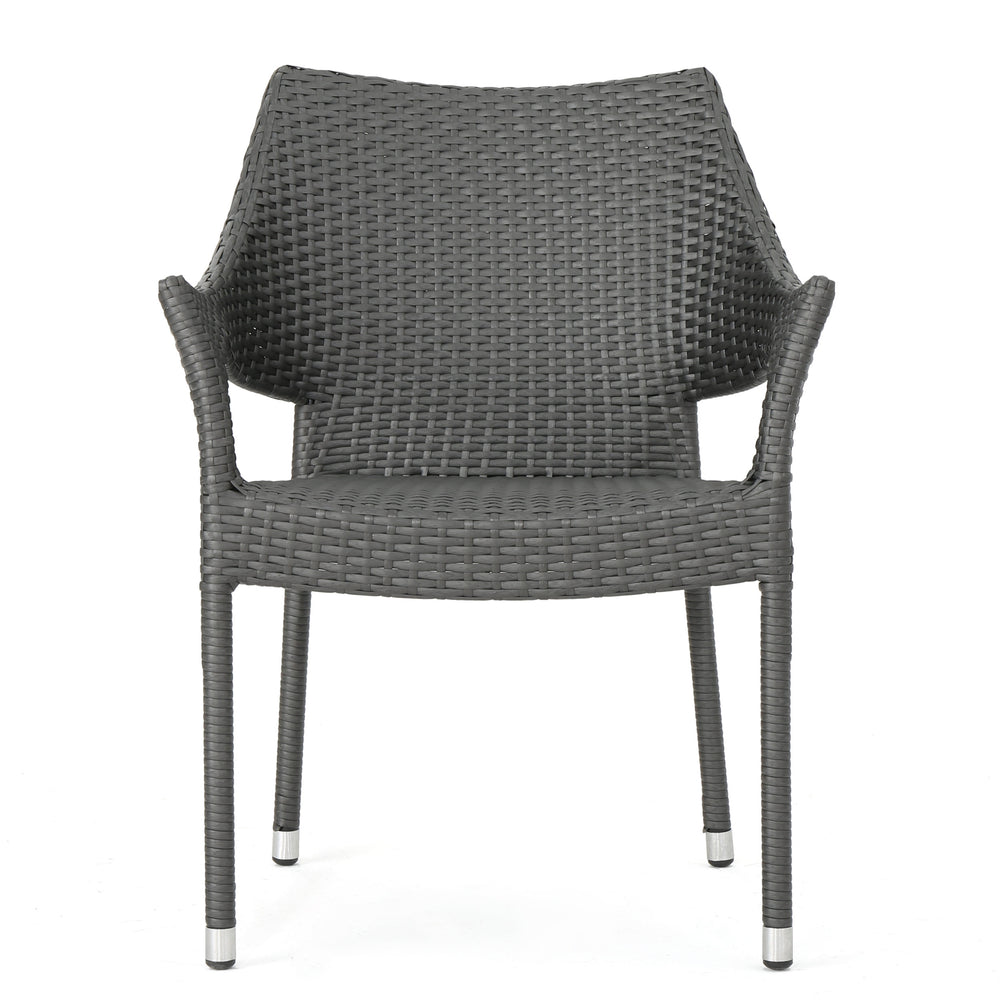 English Elm Christopher Knight Home® - Mirage Grey Pe Wicker Stacking Armchair Set Of 4 - Stylish, Durable Outdoor Seating For Modern Spaces N762P526374E