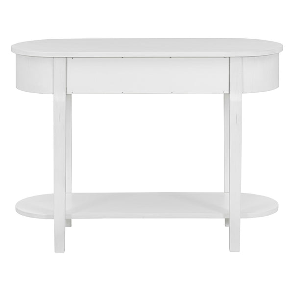 English Elm Trexm Vintage French Country Console Table Pine Frame Glazed Finish Two Drawers N715P230796K