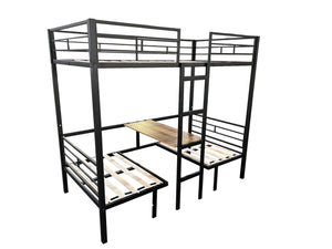 English Elm Full Full Size Loft Bed with Table Set, Transformable to Full over Full Bunk with Drawers, CPC-Certified, Metal Frame, Quiet Slats, Space-Saving Design W427S00069