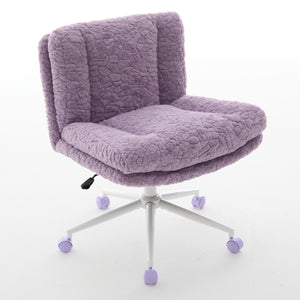 English Elm W26.4 Plush faux alpaca wide seat office chair with double cushion, 360° swivel, ergonomic chic design Violet W1143P369103