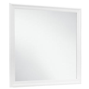 English Elm CHARLSTON Tempered Glass Wall Mirror with Elegant Painted Frame, Large Scale Reflection for Rooms White 42.52 L x 40.94 W x 2.36 H B201P215718