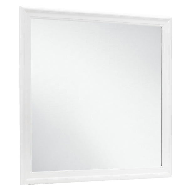 English Elm CHARLSTON Tempered Glass Wall Mirror with Elegant Painted Frame, Large Scale Reflection for Rooms White 42.52 L x 40.94 W x 2.36 H B201P215718