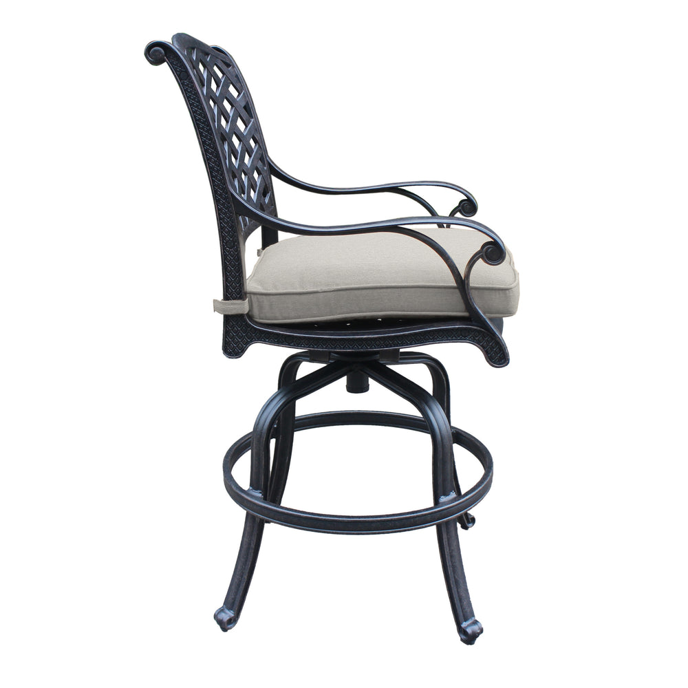 English Elm Cast Aluminum Counter Stools Set Of 2 With Swivel Seats And All-Weather Cushions For Outdoor Relaxation B010P278348