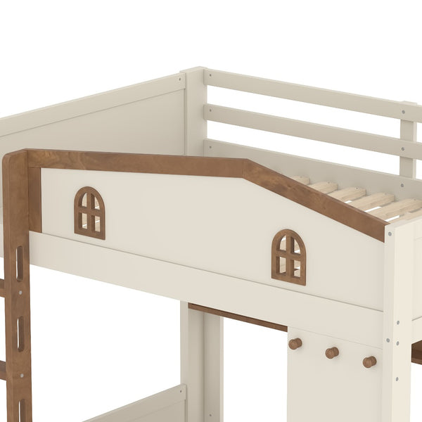 English Elm Twin Triple Metal Bunk Bed Matte Powder Coated Frame with Full Safety Guardrails W1580S00637