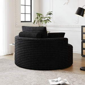 English Elm 50''L Plush Corduroy Sponge Single Sofa Bed with No Assembly, Fluffy Modern Sleeper for Living Areas Black W834P337428