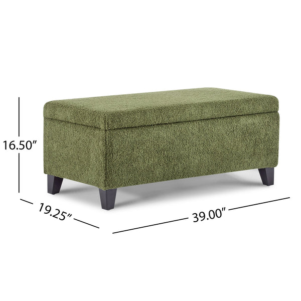 English Elm Christopher Knight Home® - Storage Ottoman Boucle Fabric Flip-Top with Birch Wood Legs, 250 lb Capacity, Compact Stylish Organizer Dark Brown,Green N779P291641G