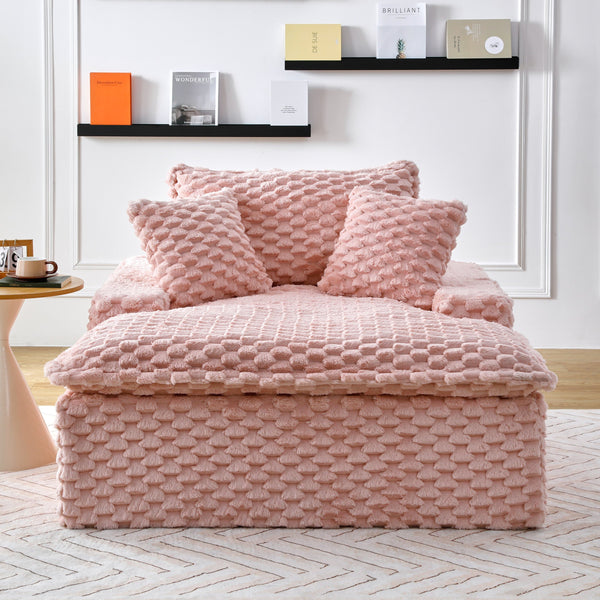 English Elm 51 Compact Comfort Sofa with Turtle Fleece, Sponge Support, Two Pillows, 400lb Capacity for Small Spaces Pink W3371P326396