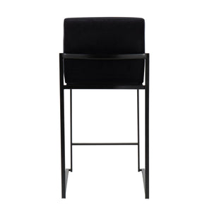 English Elm Fuji High Back Counter Stool Set Of 2 - Luxurious Black Velvet & Sturdy Steel Frame For Comfort B202P221953
