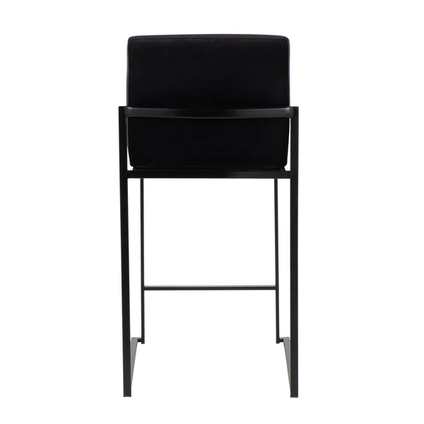 English Elm Fuji High Back Counter Stool Set Of 2 - Luxurious Black Velvet & Sturdy Steel Frame For Comfort B202P221953