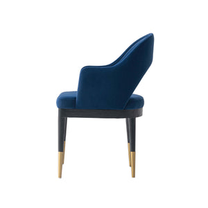 English Elm Carrington Velvet Upholstered Armchair with Open Back & Gold Feet, Kiln-Dried Birch Frame, Luxe Comfort Dark Blue B365P397777