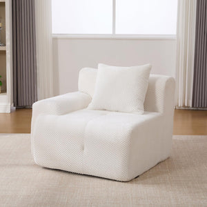 English Elm Loveseat Modular Cloud Floor Sofa Tufted Fuzzy Fabric Couch for Small Apartment Spaces Beige W5385P455461