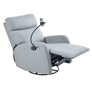 English Elm Swivel 360° Rocker Recliner Chair with Glider, 95-160° Manual Recline, 30° Rocking, Nursery Seat (Blue-Gray) W1028P251470