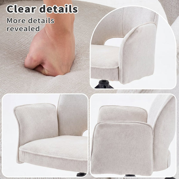 English Elm Fabric Swivel Dining Chairs Set of 2 with 360 Rotation Removable Arms Metal X-frame White W3851P452876