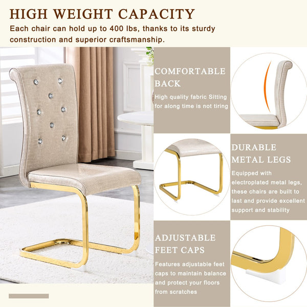 English Elm Set of 2 Glam Faux Alligator Pvc Dining Chairs with Crystal Buckle Bow Legs Beige W3875P371042