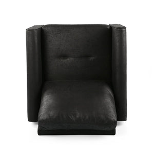 English Elm Chair Low Profile Club Seat Birch Frame Microfiber Upholstery Modern Living Room 63565.00MFBLK
