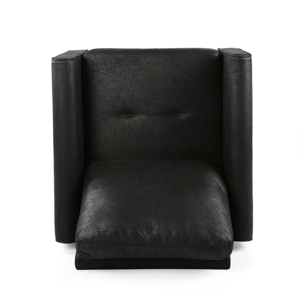 English Elm Chair Low Profile Club Seat Birch Frame Microfiber Upholstery Modern Living Room 63565.00MFBLK