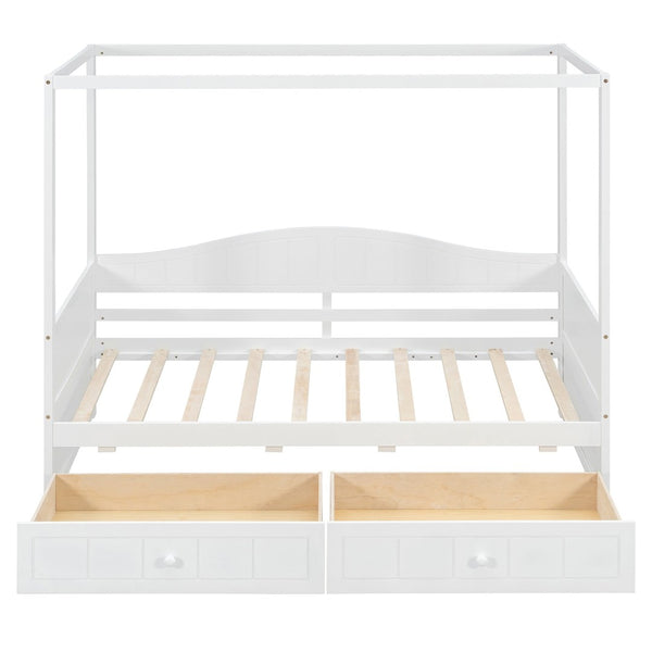 English Elm Twin Canopy Daybed with Pull Out Trundle Pinewood Frame for Kids or Guest Rooms N708P373435K