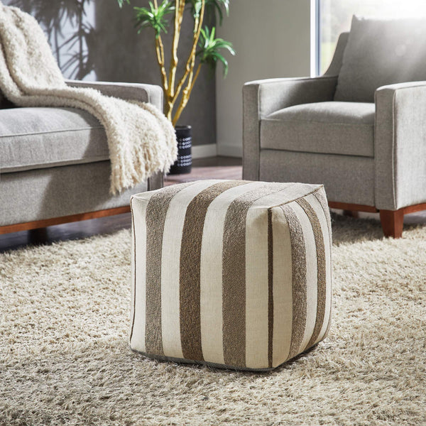Dinant Polyester Pouf Ottoman Plush Accent Seating for Modern Living Rooms and Spaces