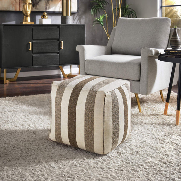 Dinant Polyester Pouf Ottoman Plush Accent Seating for Modern Living Rooms and Spaces