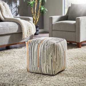Dinant Polyester Pouf Ottoman Plush Accent Seating for Modern Living Rooms and Spaces