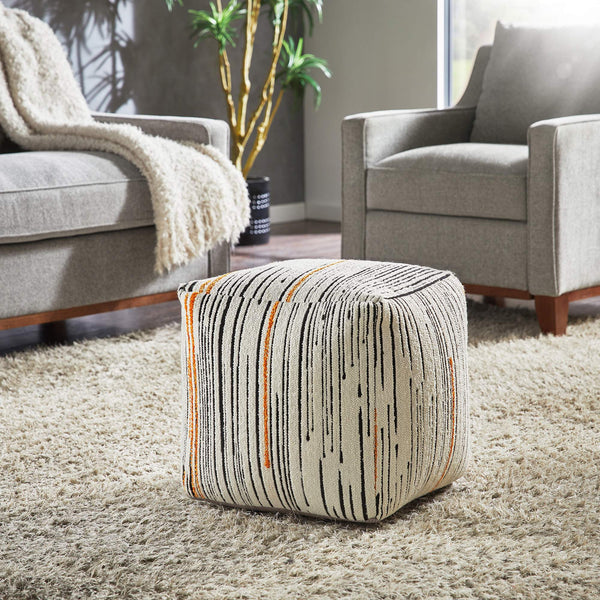 Dinant Polyester Pouf Ottoman Plush Accent Seating for Modern Living Rooms and Spaces