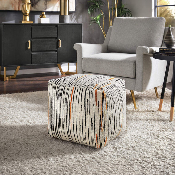 Dinant Polyester Pouf Ottoman Plush Accent Seating for Modern Living Rooms and Spaces