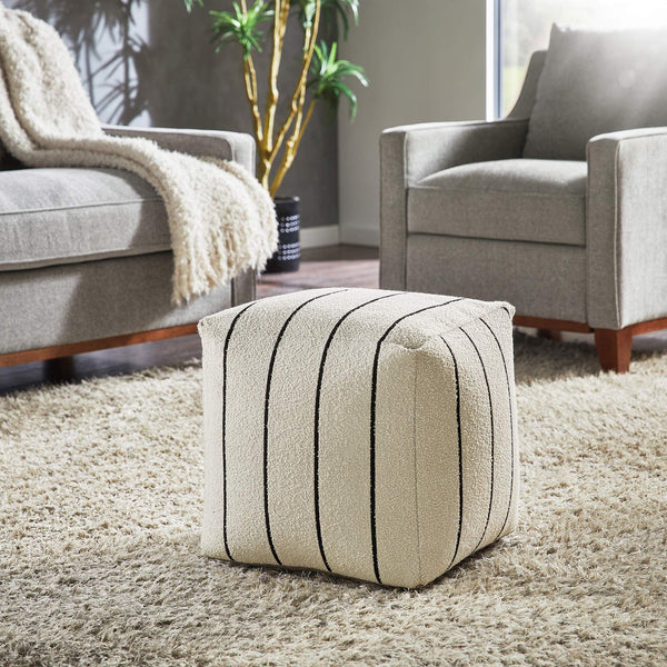 Dinant Polyester Pouf Ottoman Plush Accent Seating for Modern Living Rooms and Spaces