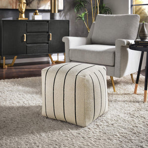 Dinant Polyester Pouf Ottoman Plush Accent Seating for Modern Living Rooms and Spaces