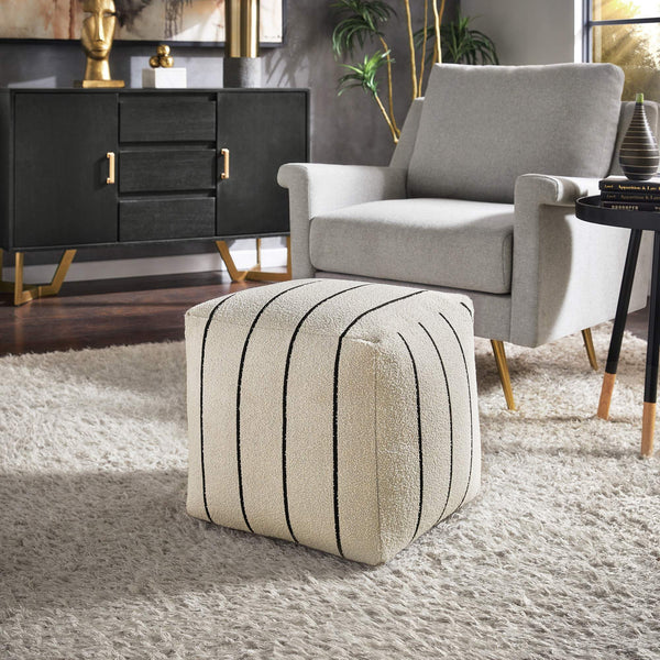 Dinant Polyester Pouf Ottoman Plush Accent Seating for Modern Living Rooms and Spaces