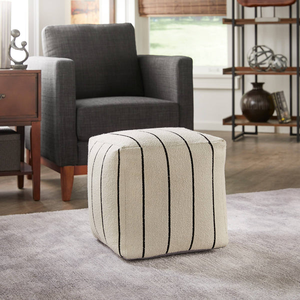 Dinant Polyester Pouf Ottoman Plush Accent Seating for Modern Living Rooms and Spaces