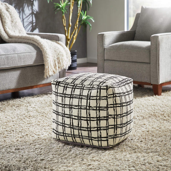 Dinant Polyester Pouf Ottoman Plush Accent Seating for Modern Living Rooms and Spaces