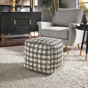 Dinant Polyester Pouf Ottoman Plush Accent Seating for Modern Living Rooms and Spaces