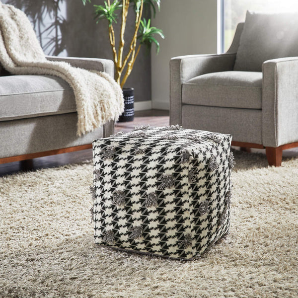 Dinant Polyester Pouf Ottoman Plush Accent Seating for Modern Living Rooms and Spaces