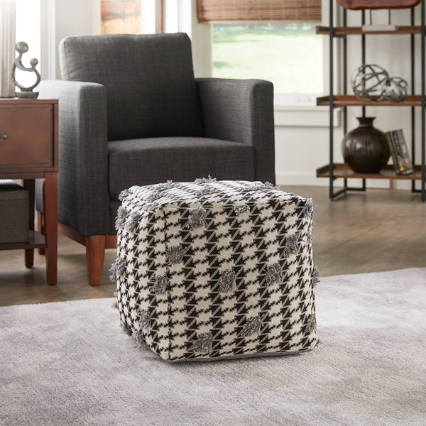 Dinant Polyester Pouf Ottoman Plush Accent Seating for Modern Living Rooms and Spaces
