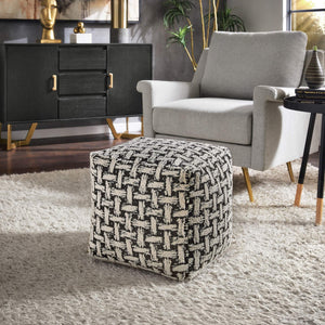 Dinant Polyester Pouf Ottoman Plush Accent Seating for Modern Living Rooms and Spaces