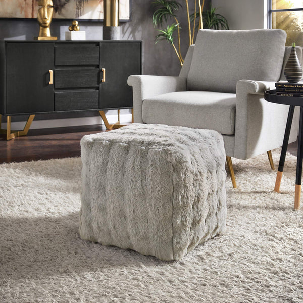 Dinant Polyester Pouf Ottoman Plush Accent Seating for Modern Living Rooms and Spaces