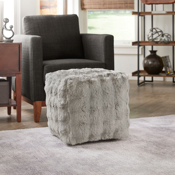 Dinant Polyester Pouf Ottoman Plush Accent Seating for Modern Living Rooms and Spaces