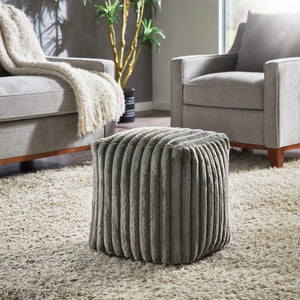 Dinant Polyester Pouf Ottoman Plush Accent Seating for Modern Living Rooms and Spaces