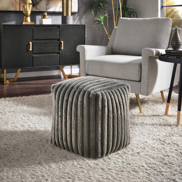 Dinant Polyester Pouf Ottoman Plush Accent Seating for Modern Living Rooms and Spaces