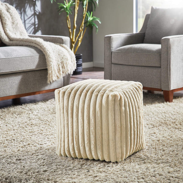 Dinant Polyester Pouf Ottoman Plush Accent Seating for Modern Living Rooms and Spaces
