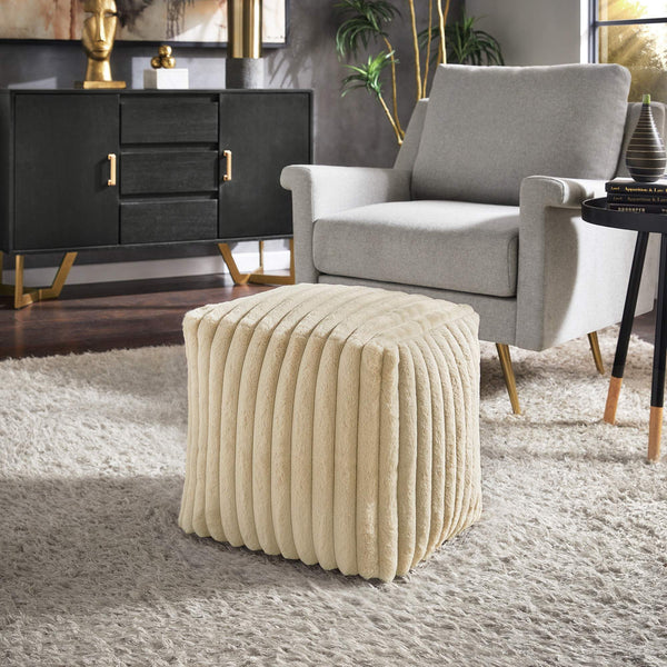 Dinant Polyester Pouf Ottoman Plush Accent Seating for Modern Living Rooms and Spaces