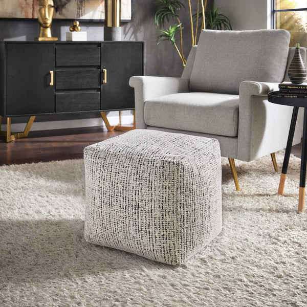 Dinant Polyester Pouf Ottoman Plush Accent Seating for Modern Living Rooms and Spaces